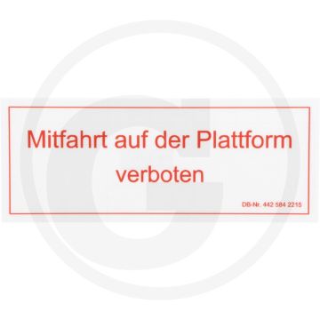 Sticker - Meerijden op platform, Trac 1300, 1400, 1500, 1600, 1800