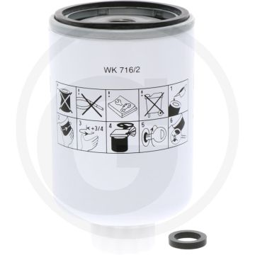 MANN FILTER Brandstoffilter WK716/2X, Ø77mm, Hoogte 130mm, M16 x 1.5 Draad
