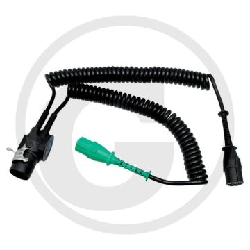 M&K Spiraalkabel 15-polig naar 2x7-polig, werklengte 3,5m, ISO 7638