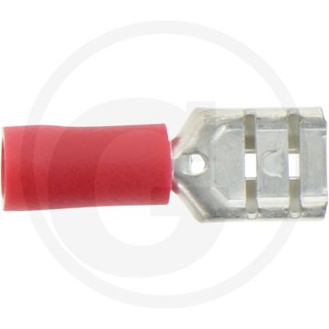 Vlakstekkerhulzen 6,3x0,8 mm rood 0,5-1,0 mm² gedeeltelijk geïsoleerd