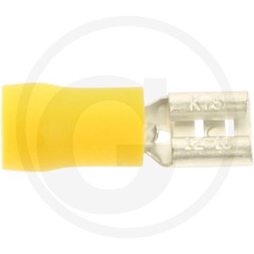 Vlakstekkerhulzen 6,3x0,8 mm geel voor kabels 4,0-6,0 mm² gedeeltelijk geïsoleerd