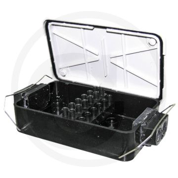 Verdeeldoos kunststof 12 polen IP6K met deksel 120x87x36mm