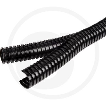 Mtr. Gegroefde buis 2-delig NW 14mm Zwart Polyamide UV-bestendig 50m