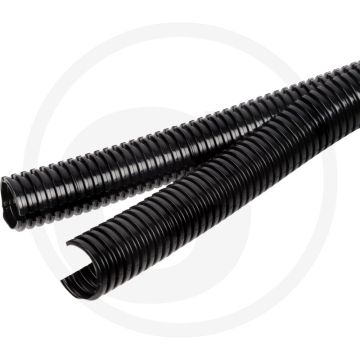 Mtr. Gegroefde buis 2-delig NW 20mm Zwart Polyamide6 Ø25,7mm Rollengte 50m