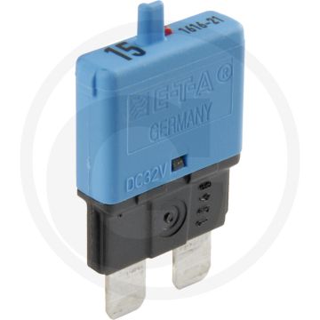 Automatische zekering, standaard (32 volt maximaal / 15 A | blauw | met resetknop)
