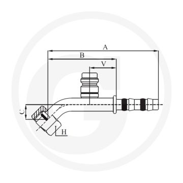 Manuli Koppel. 45° OR IG 1.1/16"-14-UNS 10 HPV – Koppeling 45° DN13 Gr.10 (1/2")