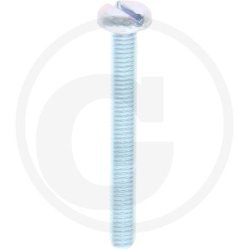 VPE200 pancilinderkopschroef M4x35 DIN85 staal 4.8 gegalvaniseerd zaagsnede
