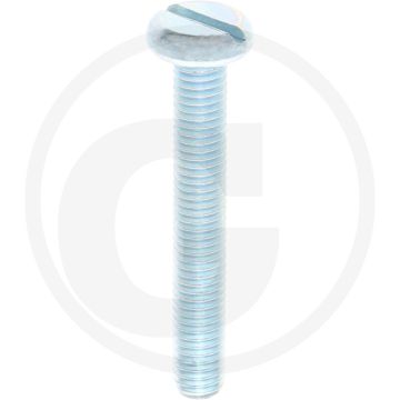 VPE200 pancilinderkopschroef M5x35 DIN85 staal 4.8 gegalvaniseerd zaagsnede