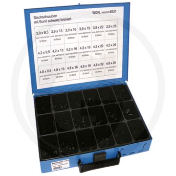 Assortiment plaatschroeven zwart verzinkt, ähnlich DIN 7981