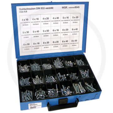 Assortiment stalen schroeven DIN 933 Verzinkt staal zeskantbouten 800 N/mm²