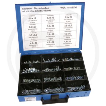 Assortiment plaatschroeven met ring verzinkt staal DIN ISO 10510