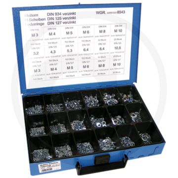 Assortiment zeskantmoeren staal verzinkt DIN 934 klasse 8
