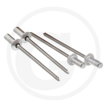 VPE500 blindnieten met platte kop 4,8x18 AL/VA klembereik 10,5-13,0 mm