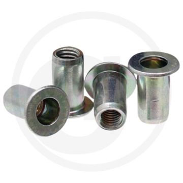 VPE250 blindnietmoeren met platte kop M6 | Klembereik 4,5-6,0 mm | Borings-Ø 9,1 mm