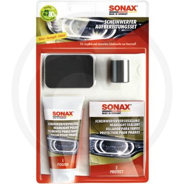 SONAX Koplampbehandelingsset – Verwijdert vergeling en fijne krassen, inhoud 85 ml