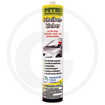 PETEC Verbindungstechnik Ruitenlijm – 1K PU, hoge modulus, zwart, 310 ml patroon
