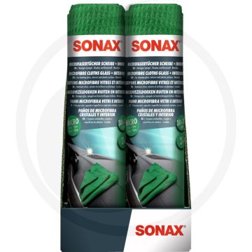 SONAX Microvezeldoek raam aan de binnenkant – 2 stuks, pluisvrij, 38x38 cm