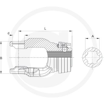 Walterscheid Aansluitgaffel (ASGE,  AW 70°, SW 120°)