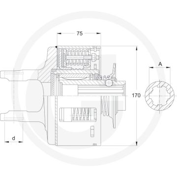 Walterscheid Slipkoppeling FK96R 90Nm 1 3/8"(6) ZV