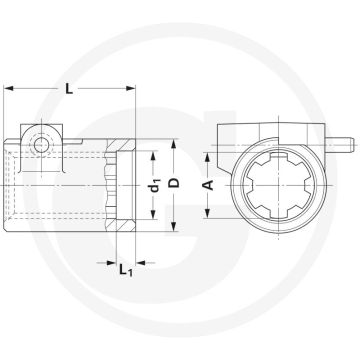 Walterscheid Profielbus 1 3/8" (6) 50x70 mm met drukstift
