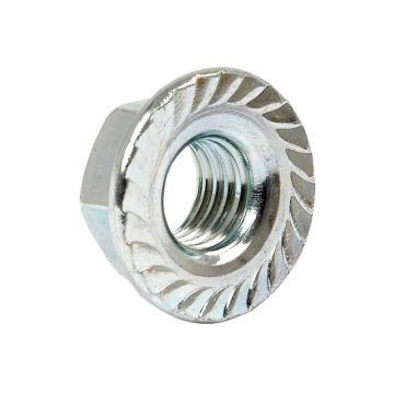 Ecrou à bride denté M10 classe 8 zingué DIN 6923