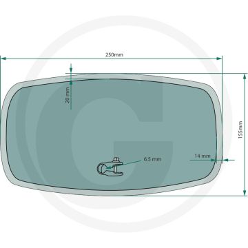 Spiegel 250x155 mm handmatige bediening links/rechts plaatsing