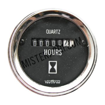Bedrijfsurenteller - 8 - 28 V, analoog, Ø 52 mm, verchroomde ring