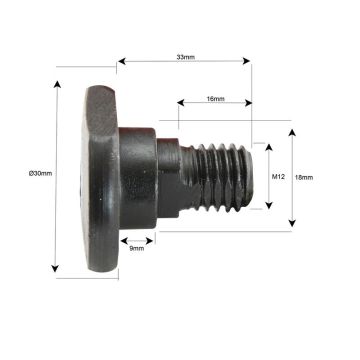 Mesbout + moer- M12x33mm - Vervanging voor Kuhn, Taarup