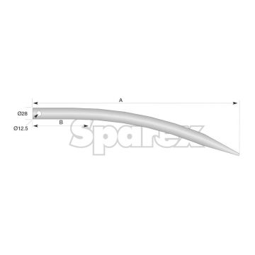 Tand - Gebogen 800mm, (Rond)