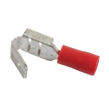 Kabelschoen vlakstekkerhuls, enkele trekontlasting, - vlakstekkerhuls met aftak, 6.3mm, Rood (0.5 - 1.5mm)