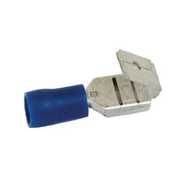 Cosse de câble manchon plat, décharge de traction simple, - manchon plat avec dérivation, 6.3mm, Bleu (1.5 - 2.5mm)