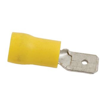 Connecteur plat, décharge de traction simple, - Mâle, 6.3mm, Jaune (4.0 - 6.0mm)