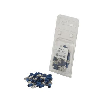 Cosse de câble, décharge de traction simple, - Femelle, 6.3mm, Bleu (1.5 - 2.5mm) (Agripak 25 pièces)