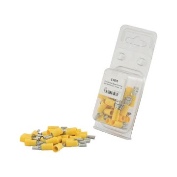 Cosse de câble, décharge de traction simple, - Femelle, 6.3mm, Jaune (4.0 - 6.0mm) (Agripak 25 pièces)