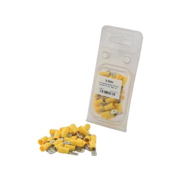 Cosse de câble, décharge de traction simple, - mâle, 6.3mm, jaune (4.0 - 6.0mm) (Agripak 25 pièces)