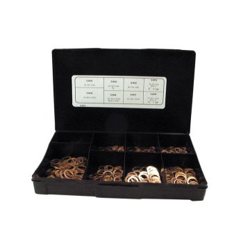 Assortiment koperen ringen 6 - 14mm 400 stuks Handipak