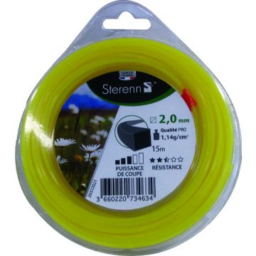 FIL 15M CARRÉ.D.2 JAUNE SUR BOBINE